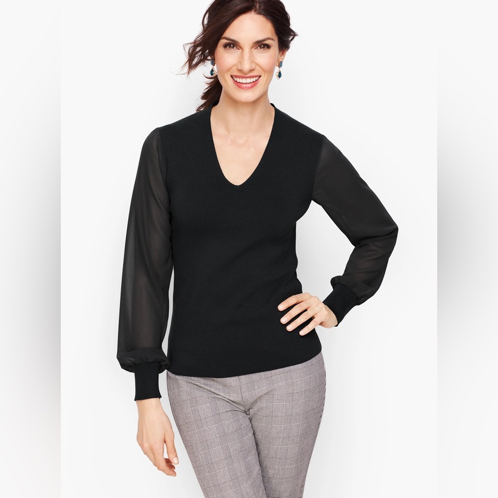 $99 Talbots POET SLEEVE SWEATER in black M